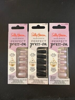 NWT - Sally Hansen Perfect Press-On Nails - Pink & Black Sets